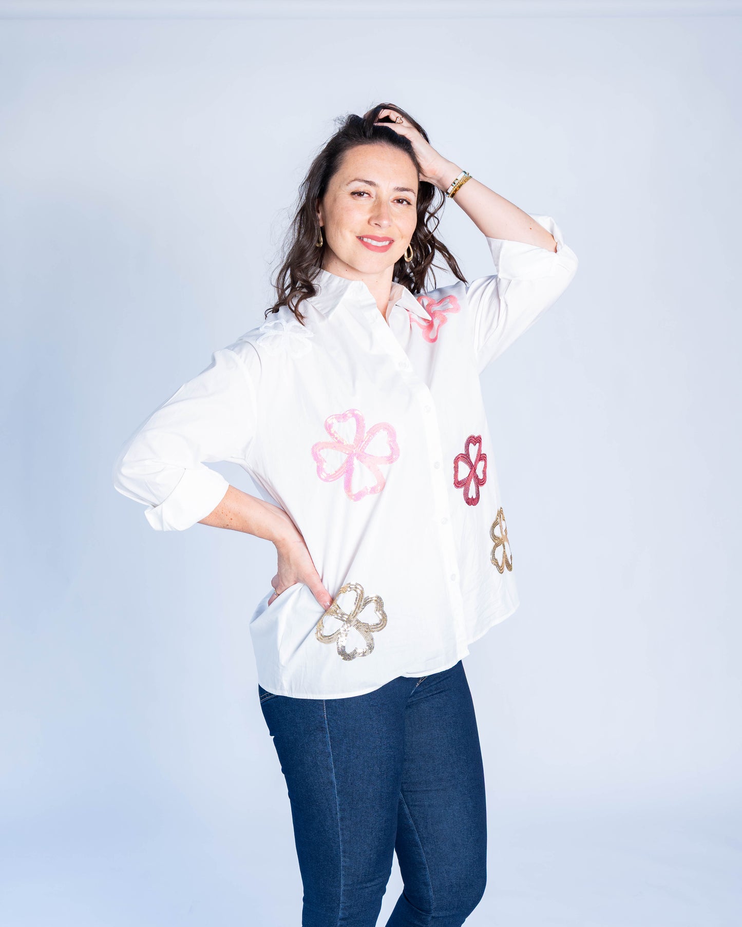 BLUSA FASHION FLORES BLANCA