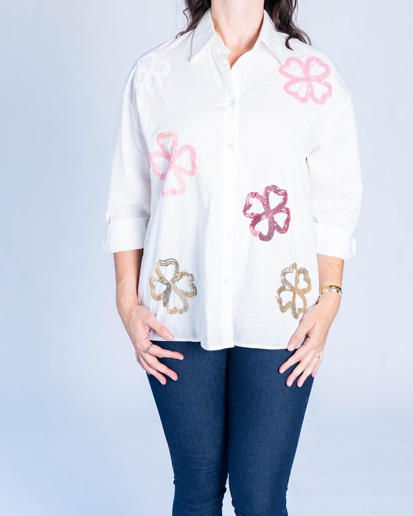 BLUSA FASHION FLORES BLANCA