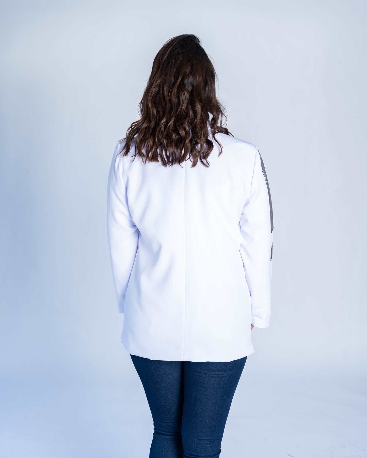 Blazer Letras Plateadas Blanco