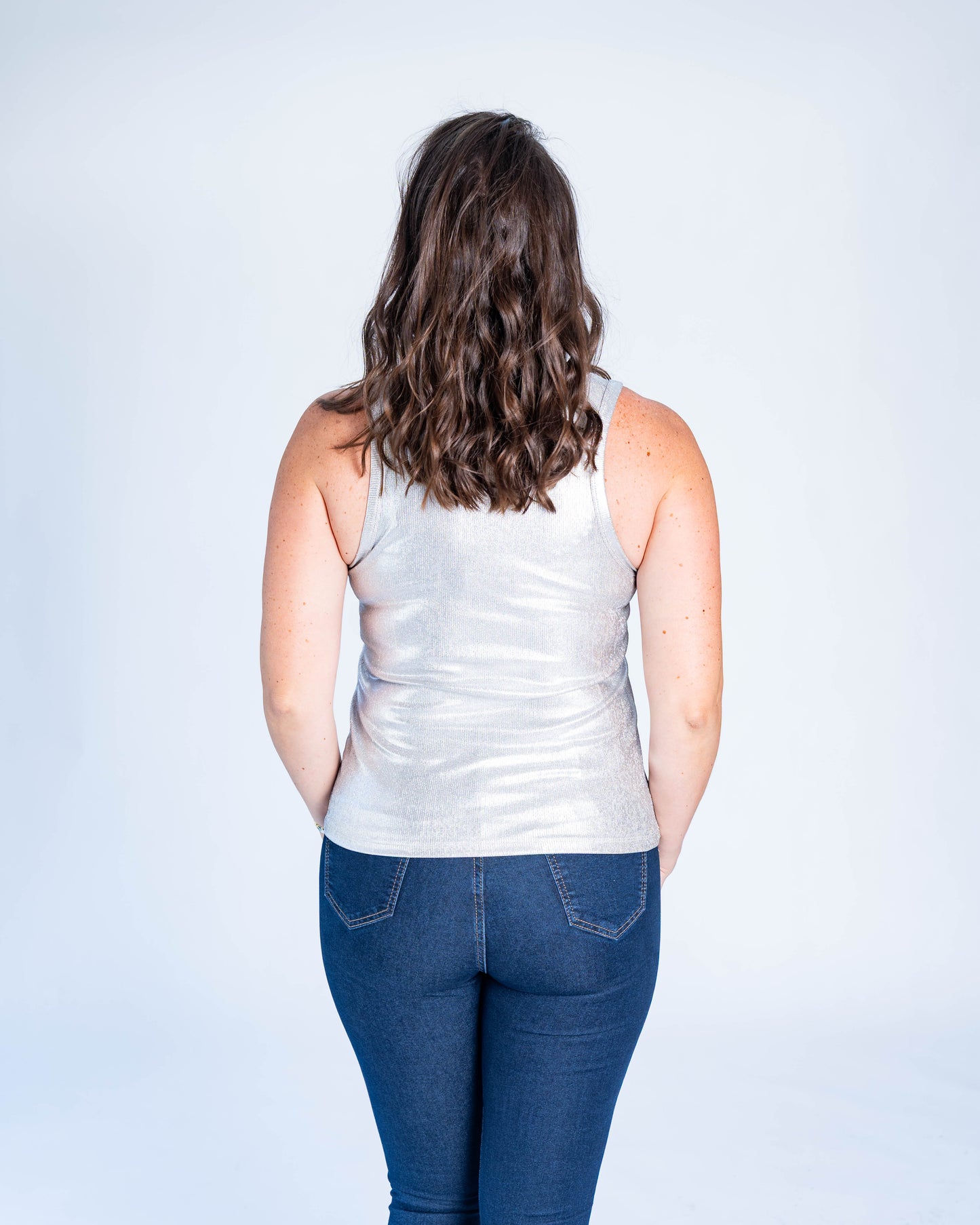 Polera Musculosa Metalizada Plata