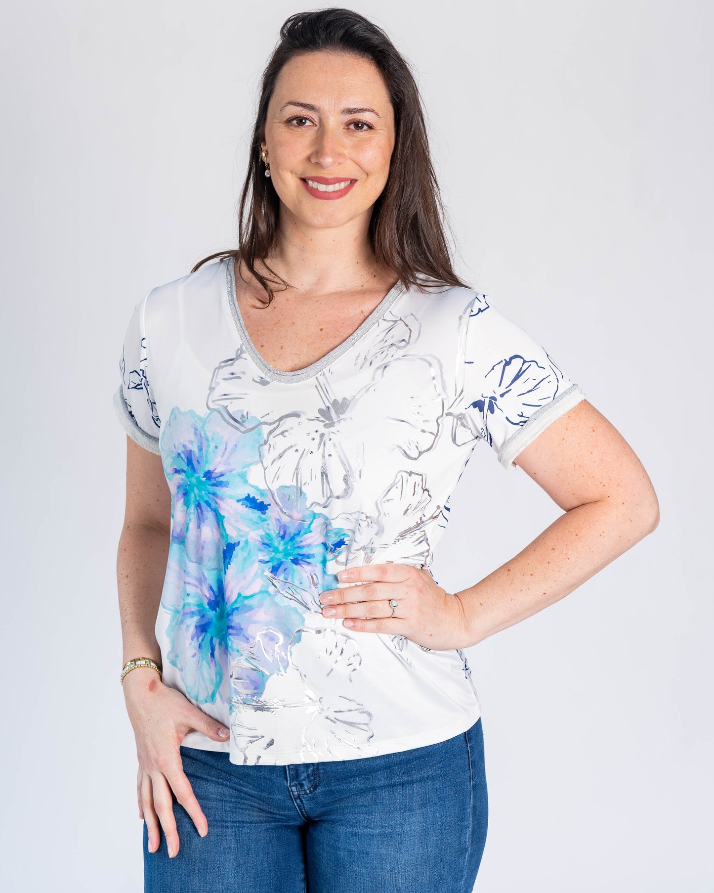 Polera Sonia Flores Celeste