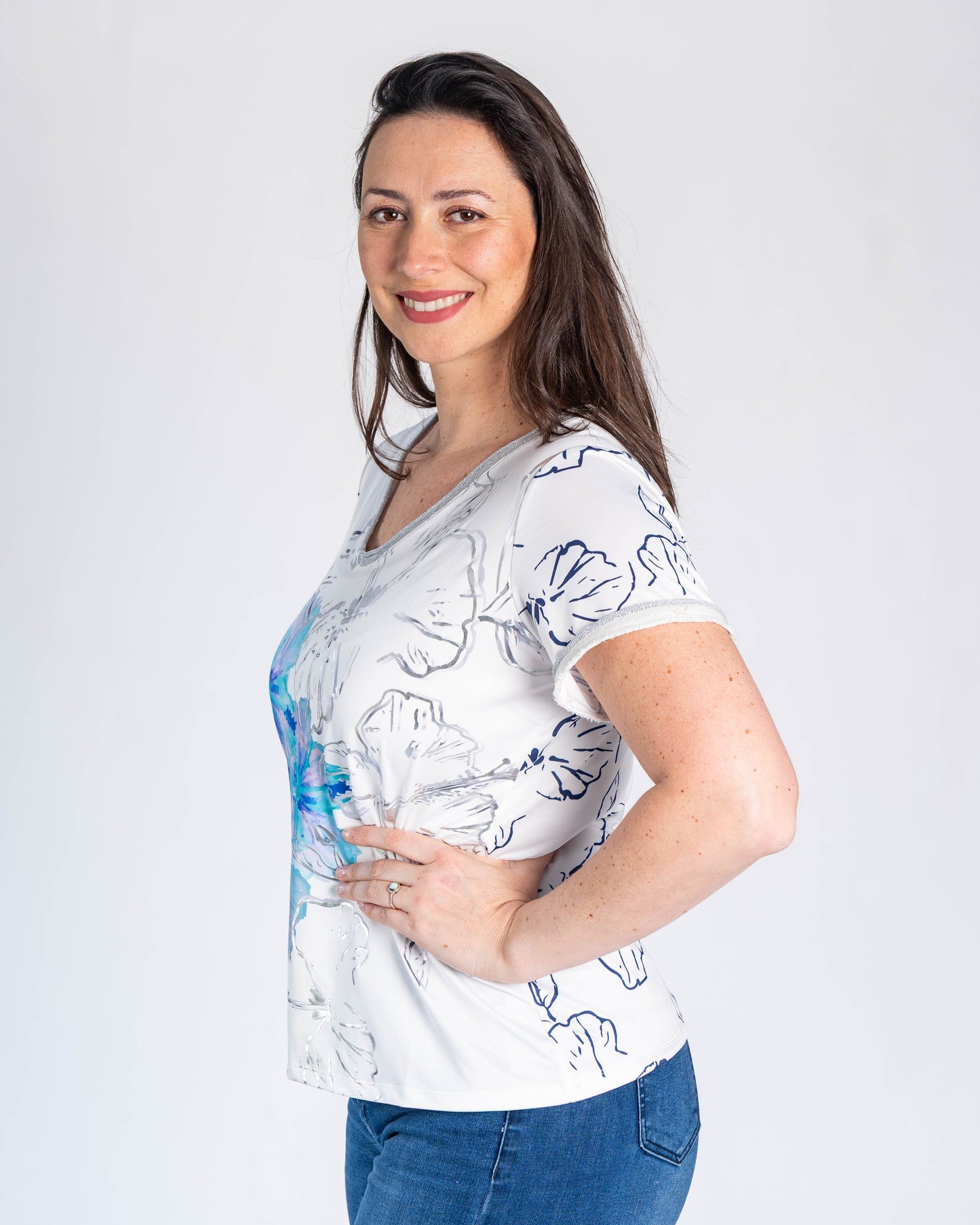 Polera Sonia Flores Celeste