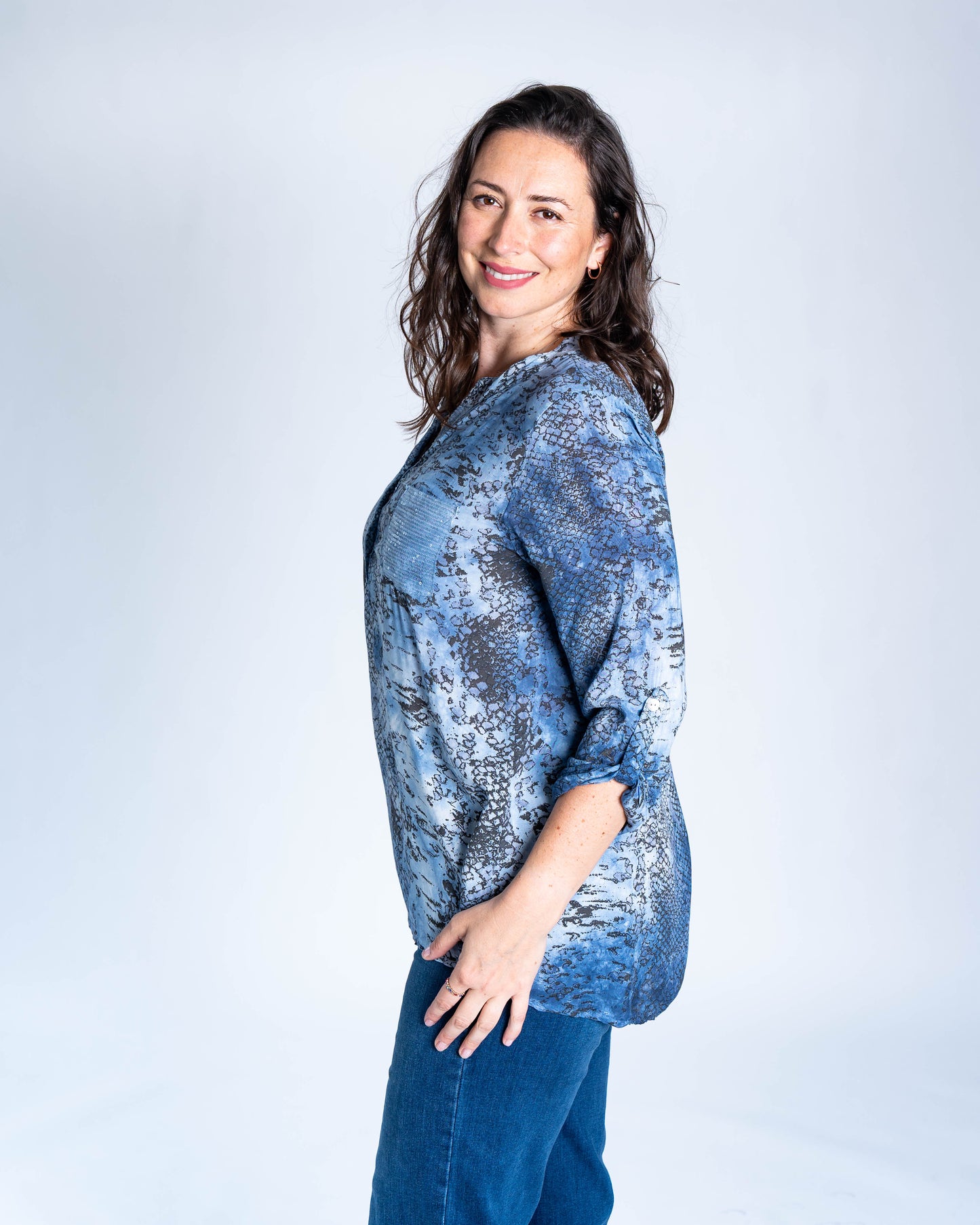 Blusa Italiana Piton Azul