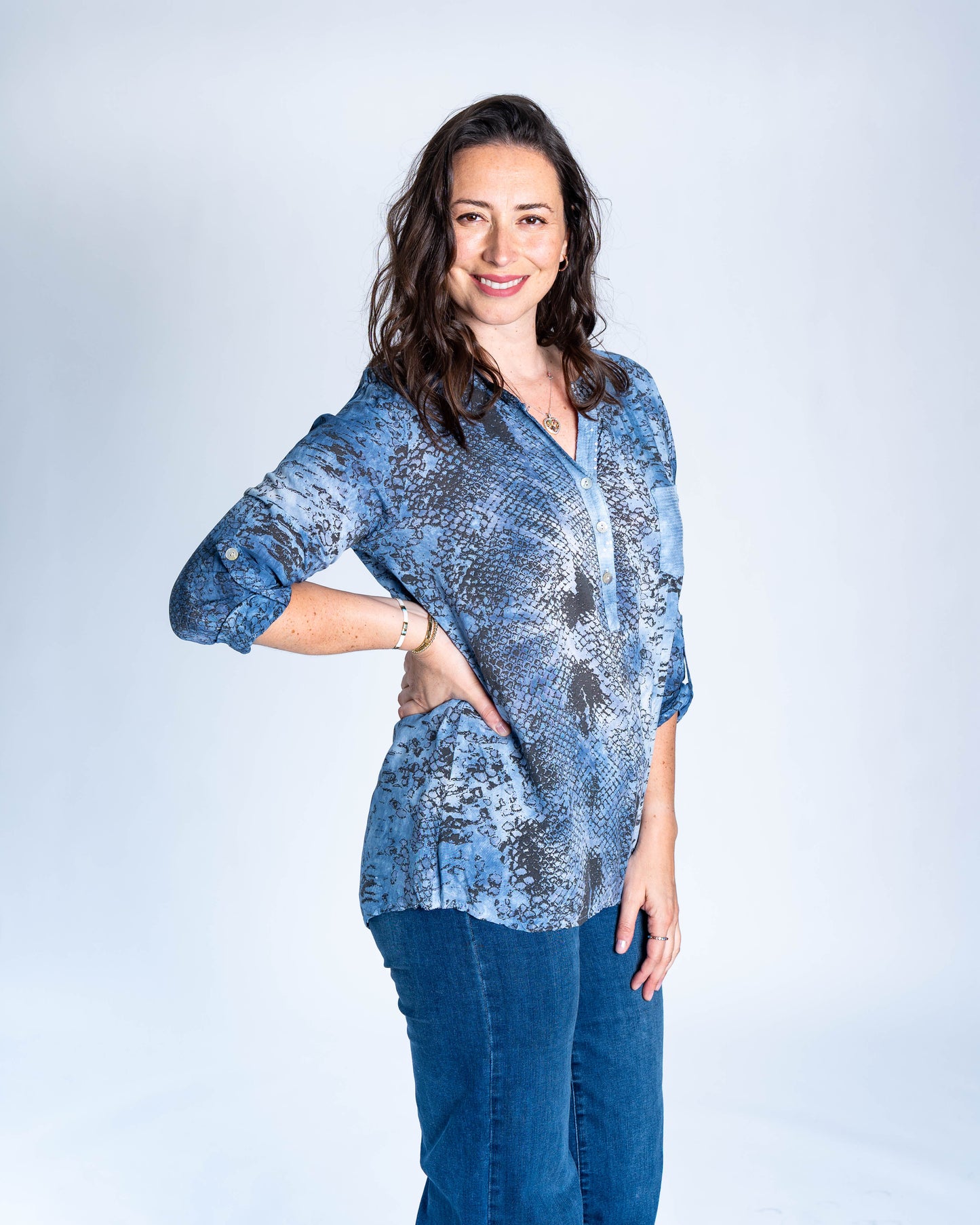 Blusa Italiana Piton Azul