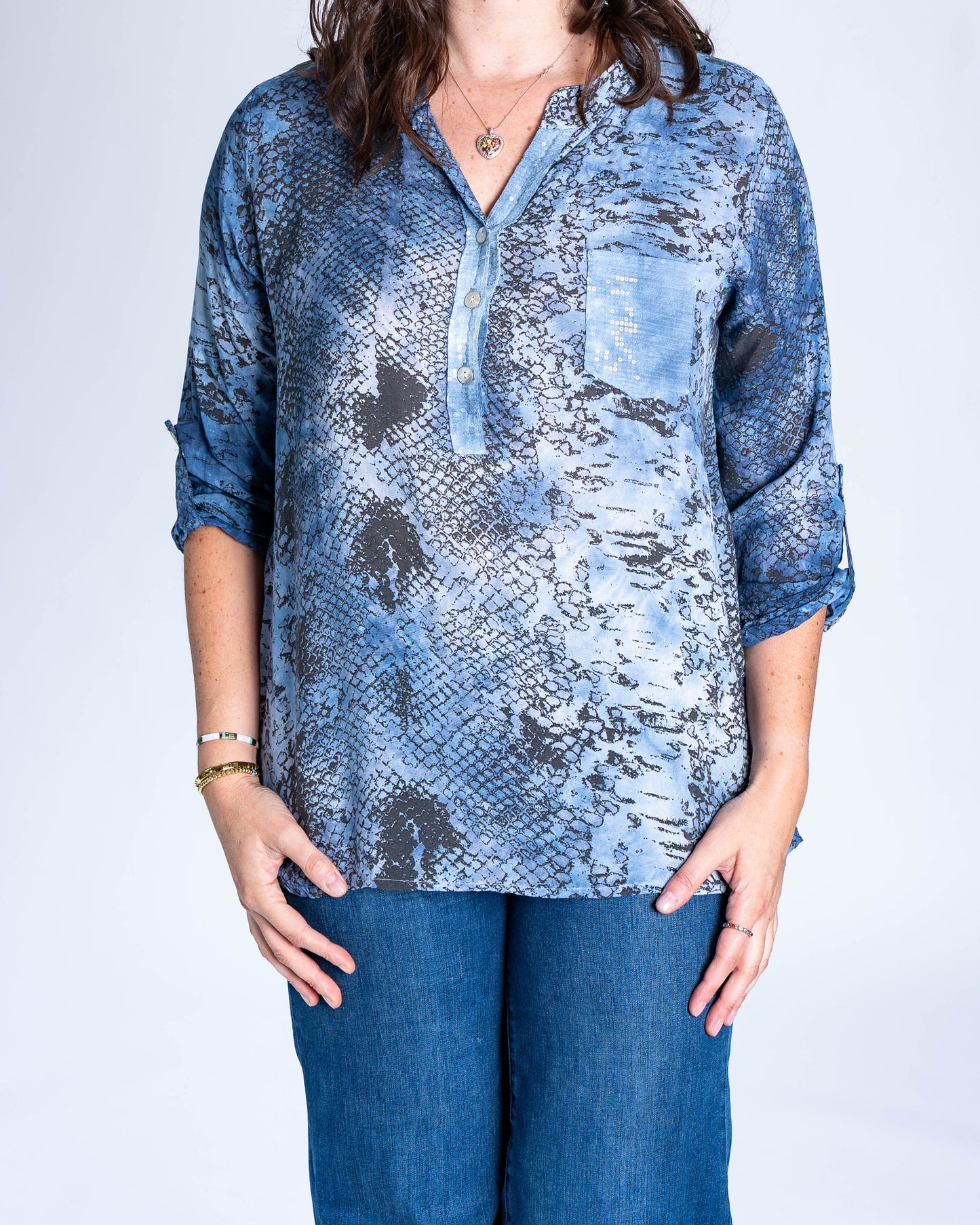 Blusa Italiana Piton Azul