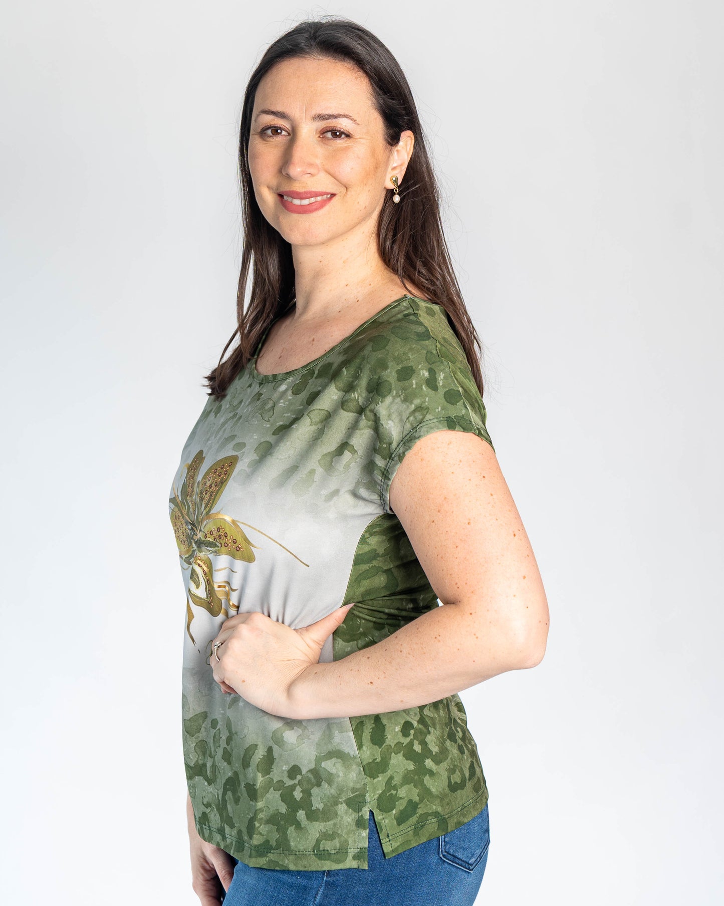 Polera Noa Verde Flor Dorada