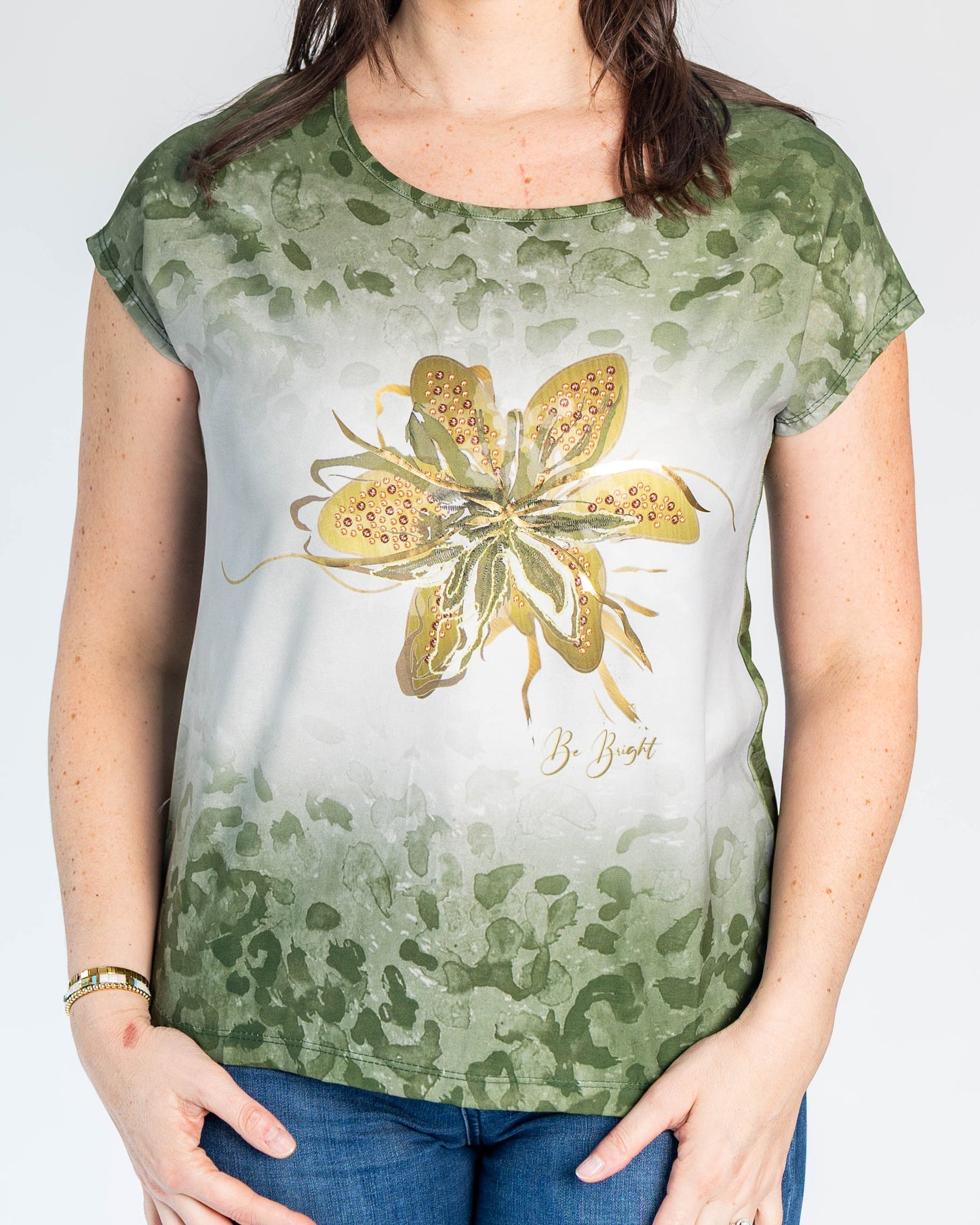 Polera Noa Verde Flor Dorada