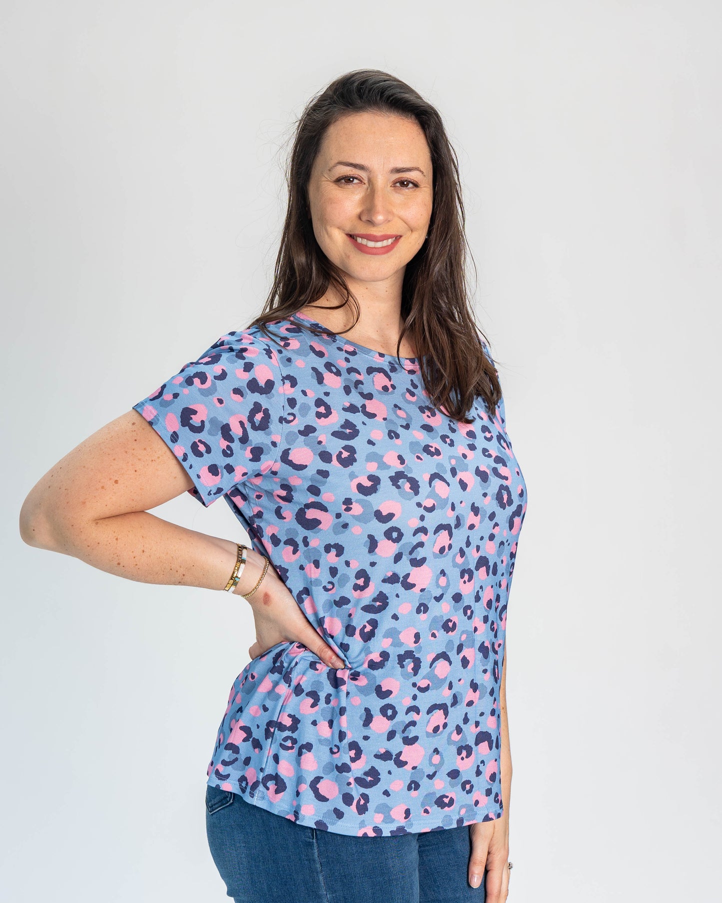 Polera BR Manga corta Aisha Lila Print
