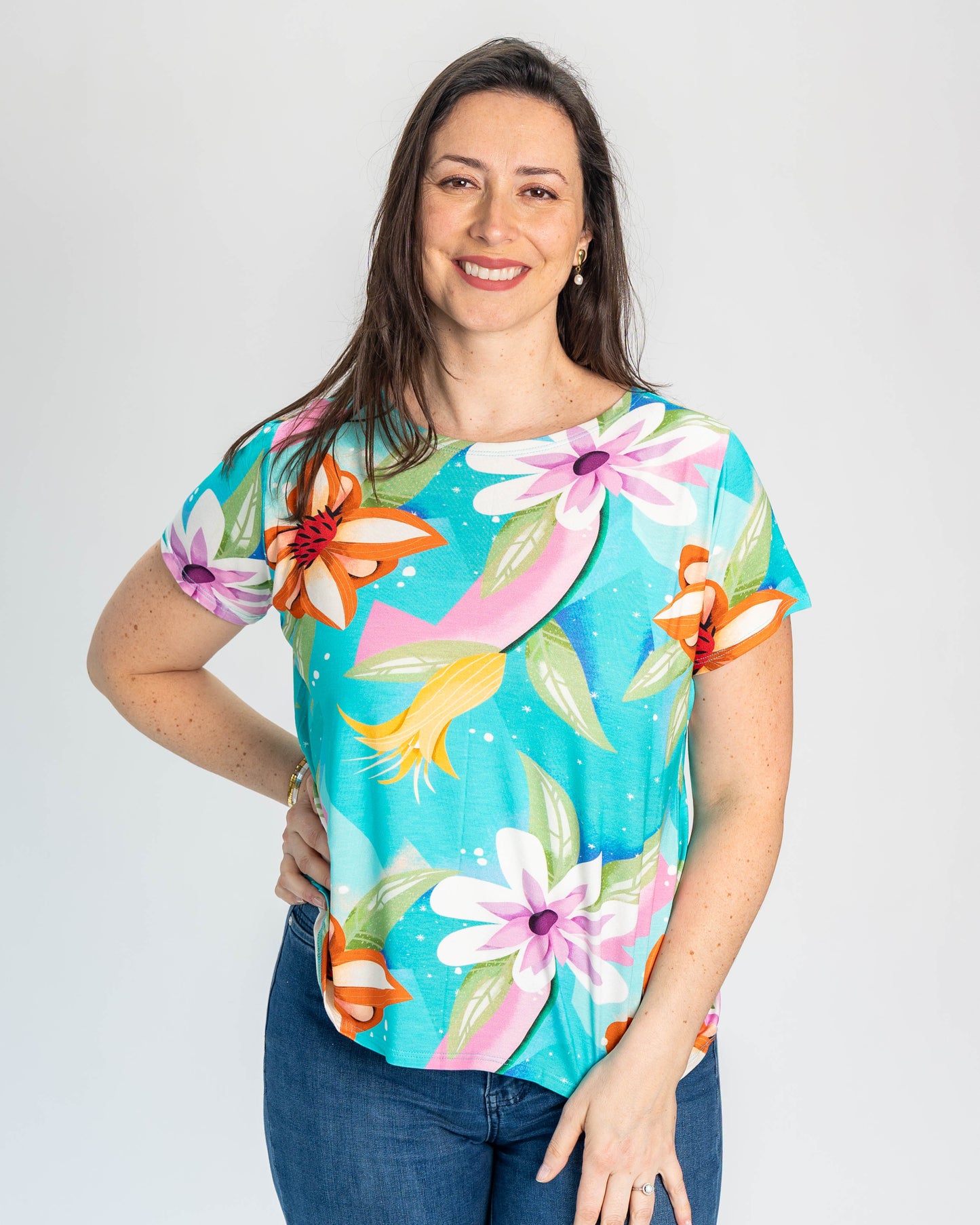 Polera BR Manga corta Aisha Flores
