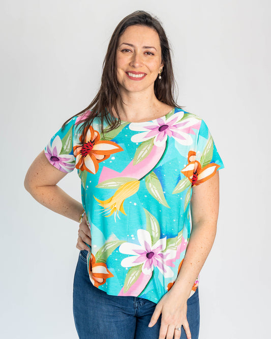 Polera BR Manga corta Aisha Flores