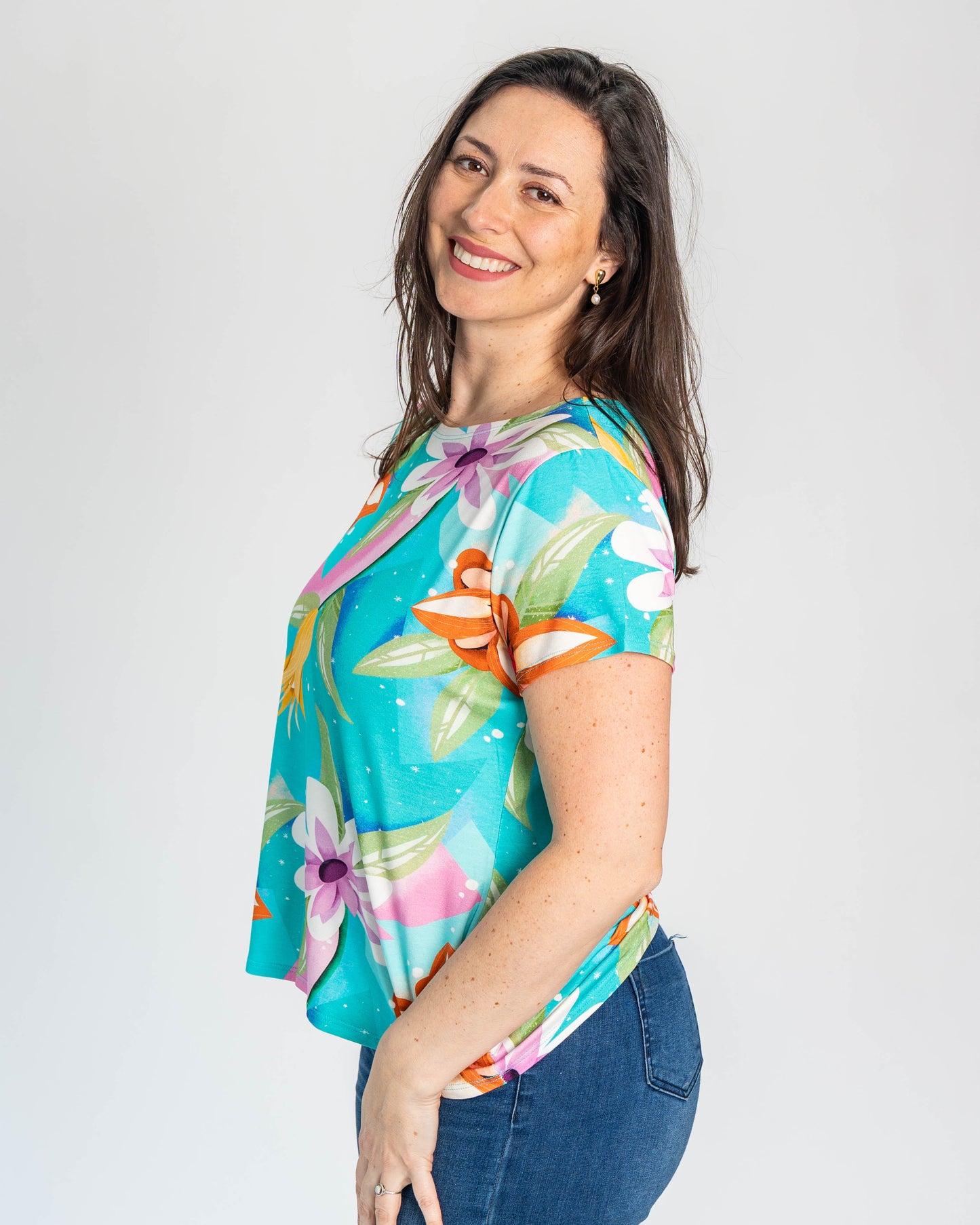 Polera BR Manga corta Aisha Flores
