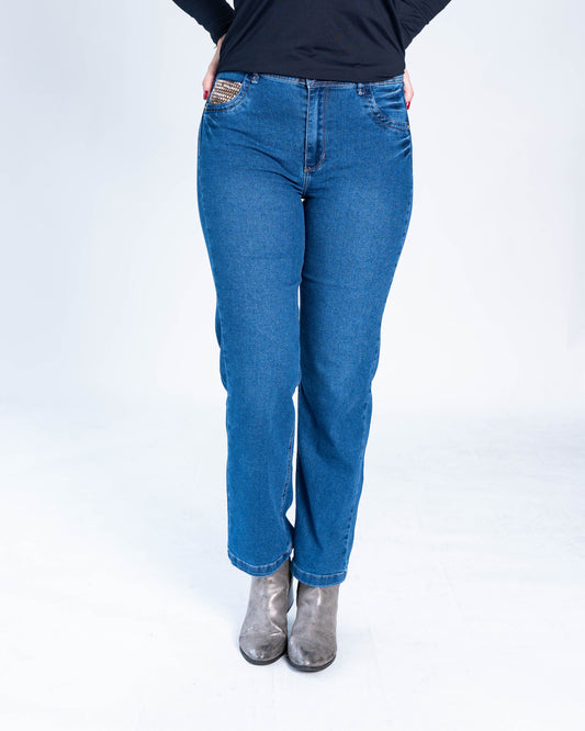 Jeans Recto Medio Alberto Azul