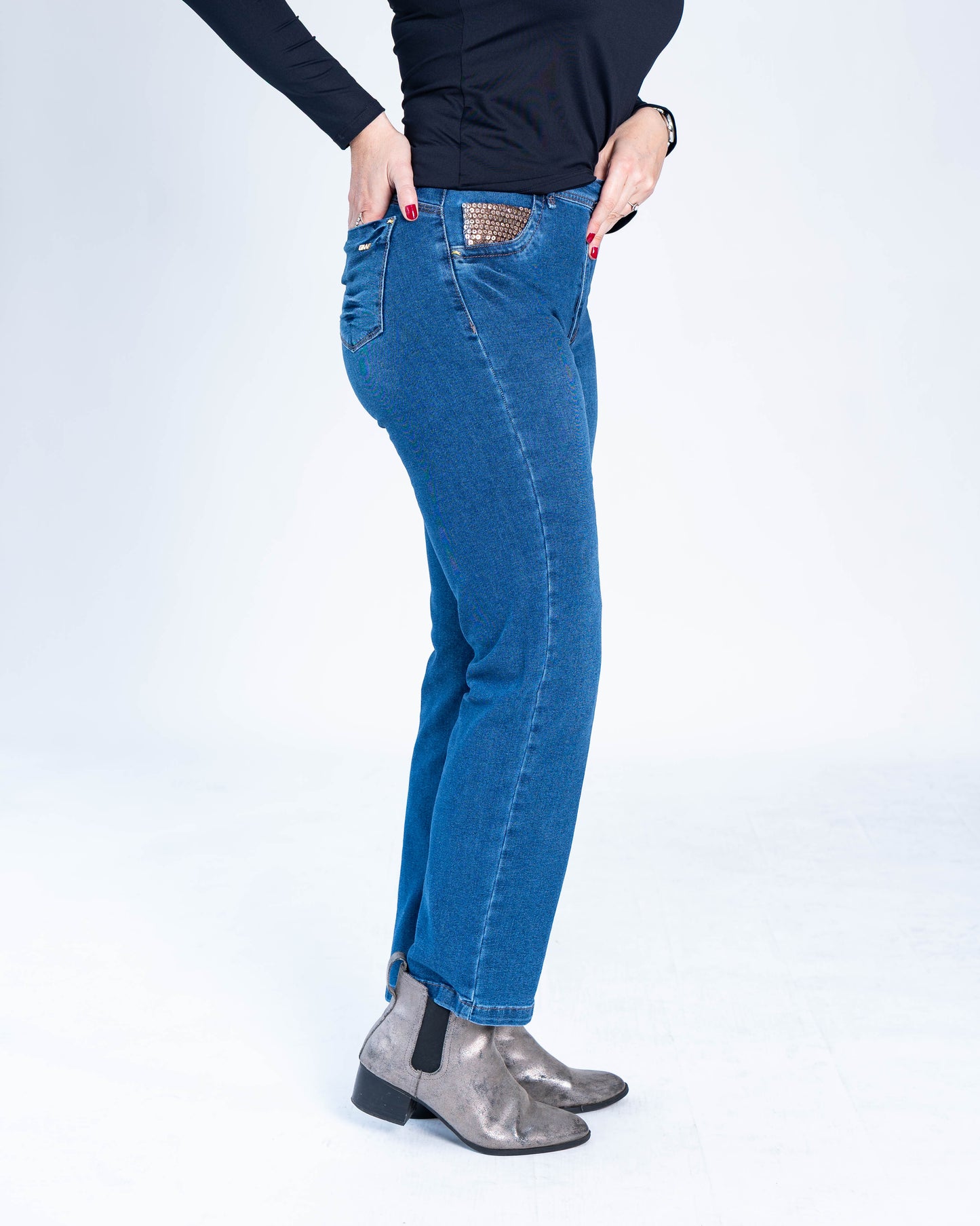 Jeans Recto Medio Alberto Azul