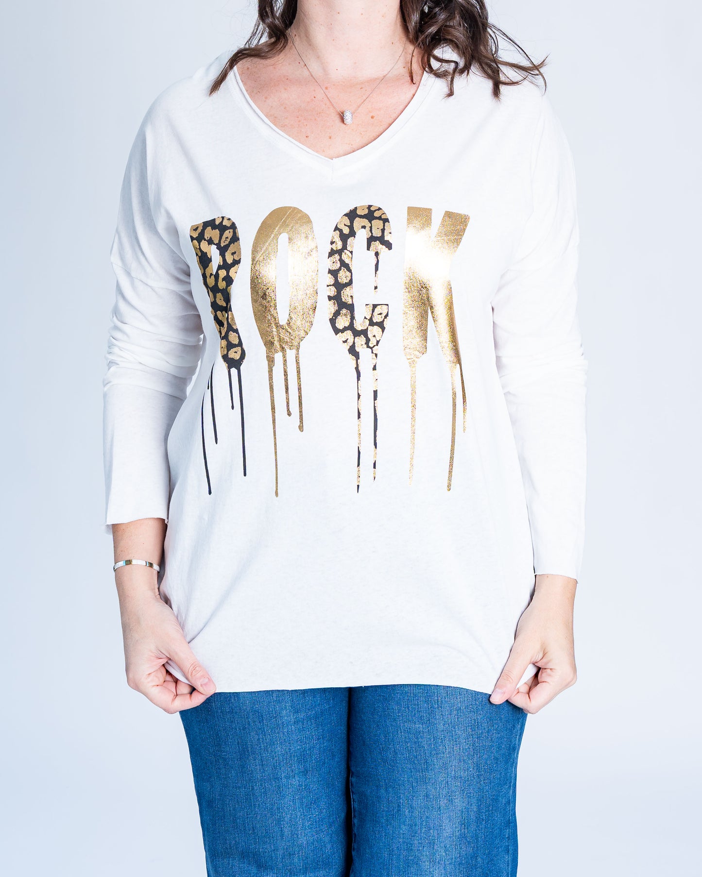 Polera Rock Gold Blanca
