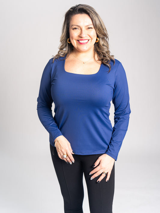 Polera Básica Manga larga Lorena Azul Rey