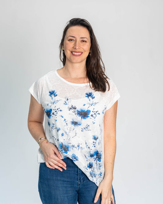 Polera BR Aline Flores Azules