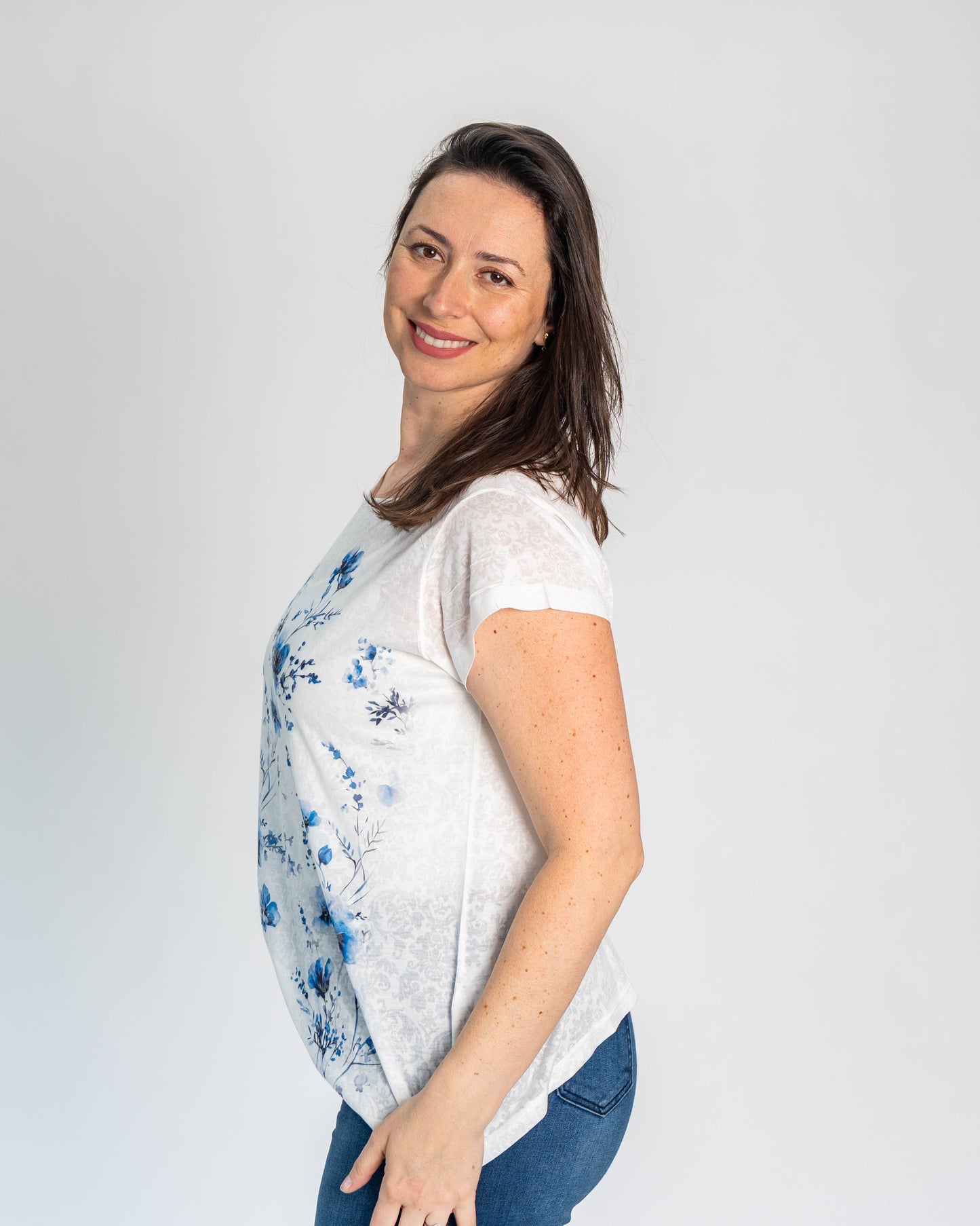 Polera BR Aline Flores Azules
