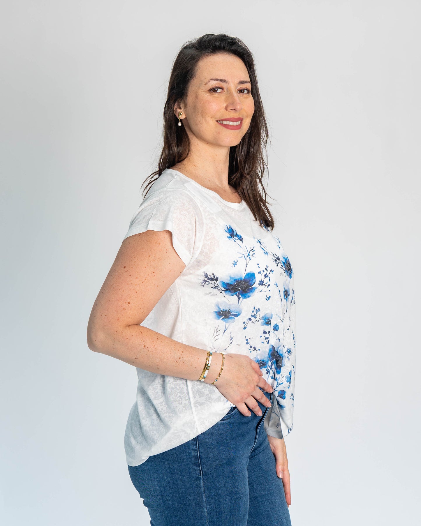 Polera BR Aline Flores Azules