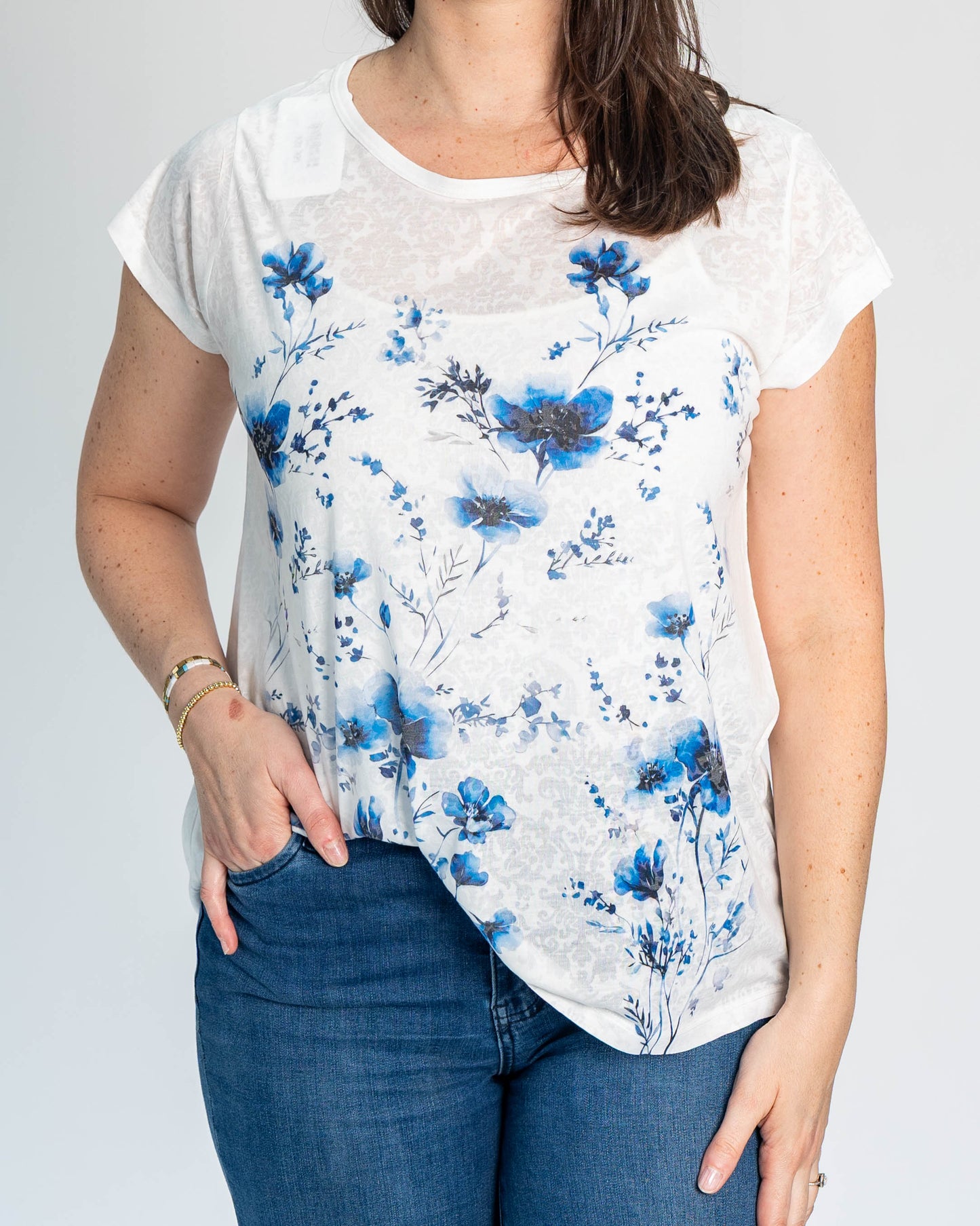 Polera BR Aline Flores Azules