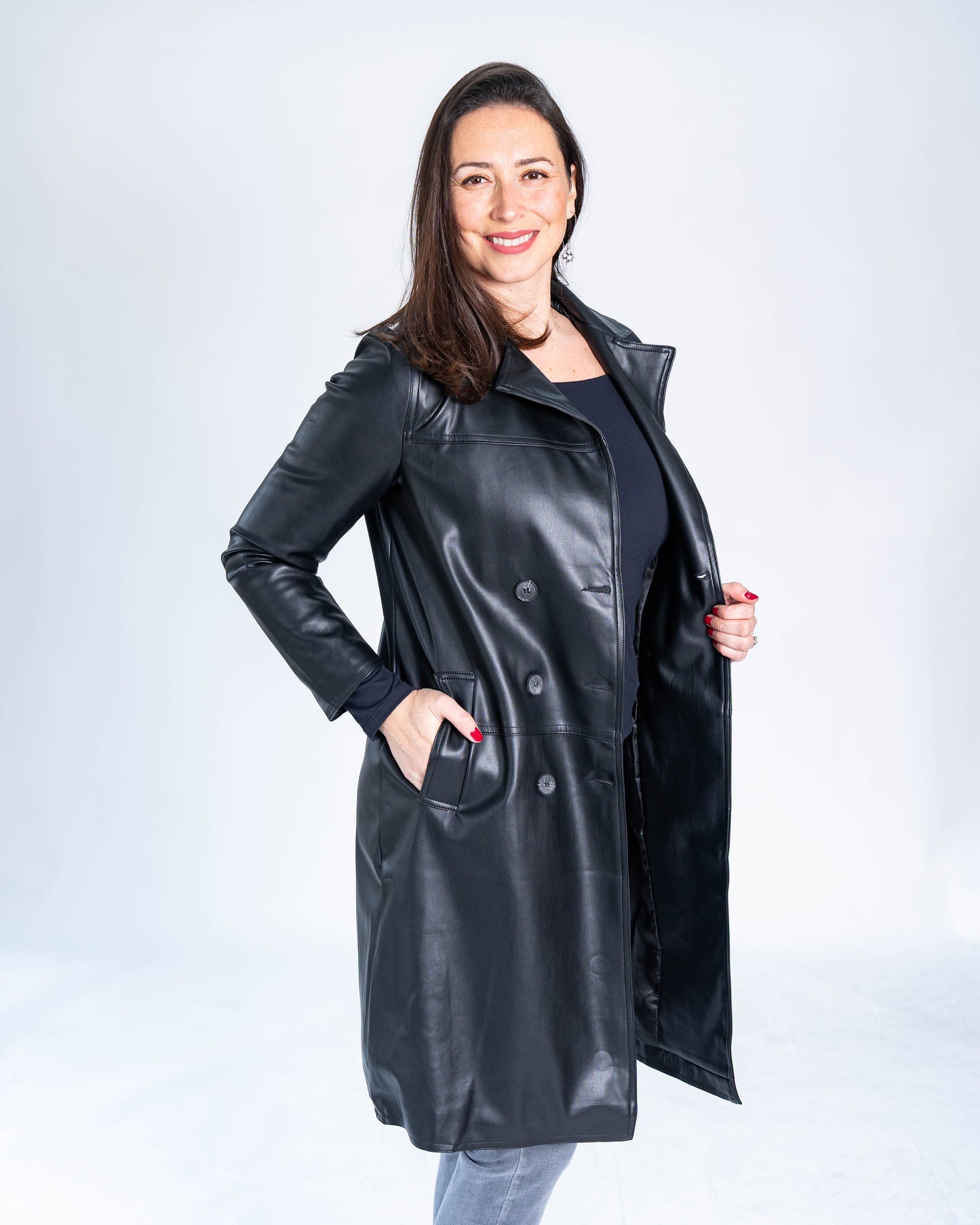 Trench Ecocuero Negro