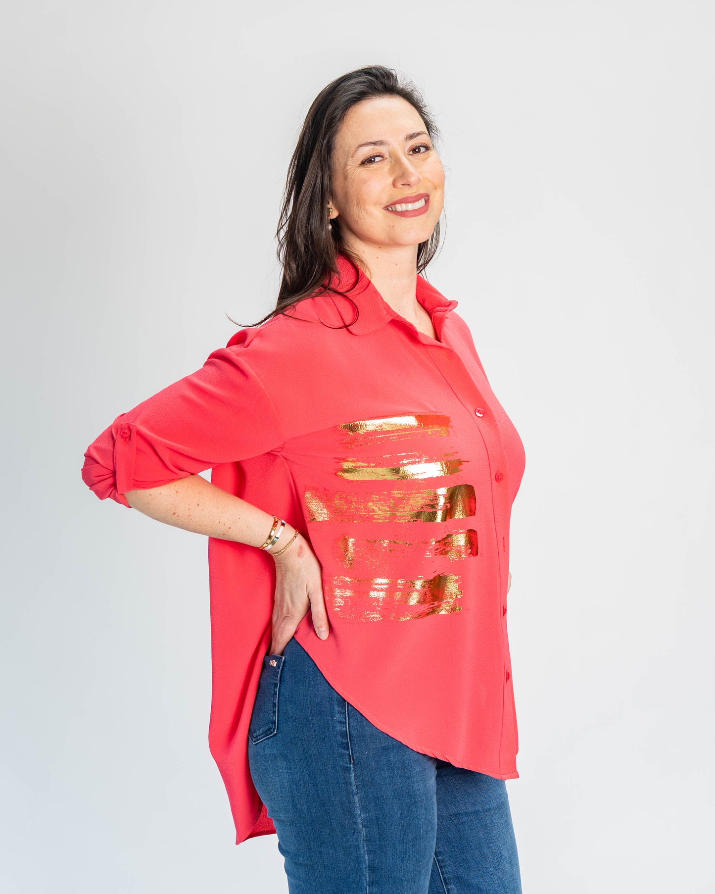 Blusa Paolita Coral/Dorado