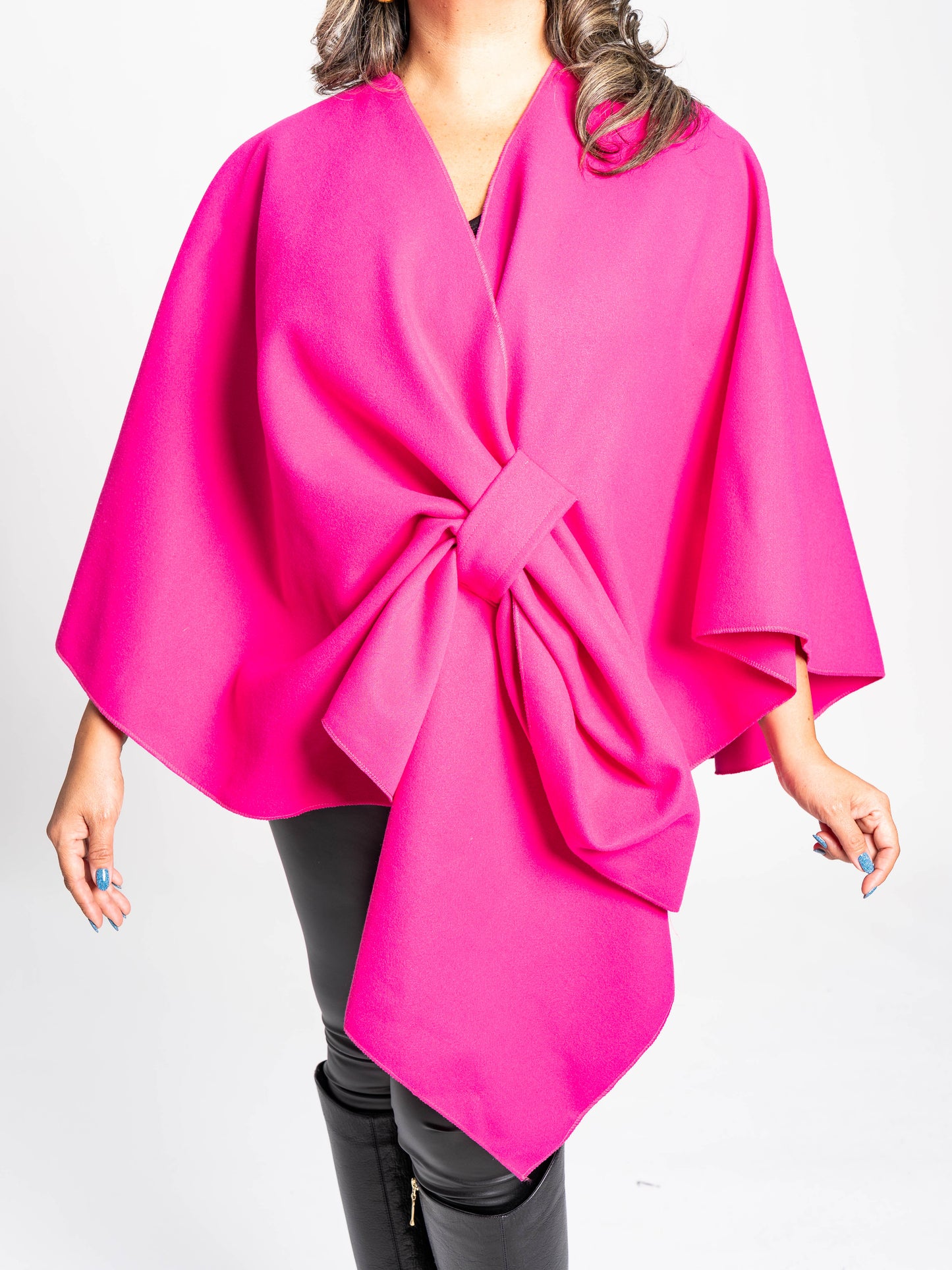 ABRIGO TAPADO ITALIANO CON NUDO FUCSIA