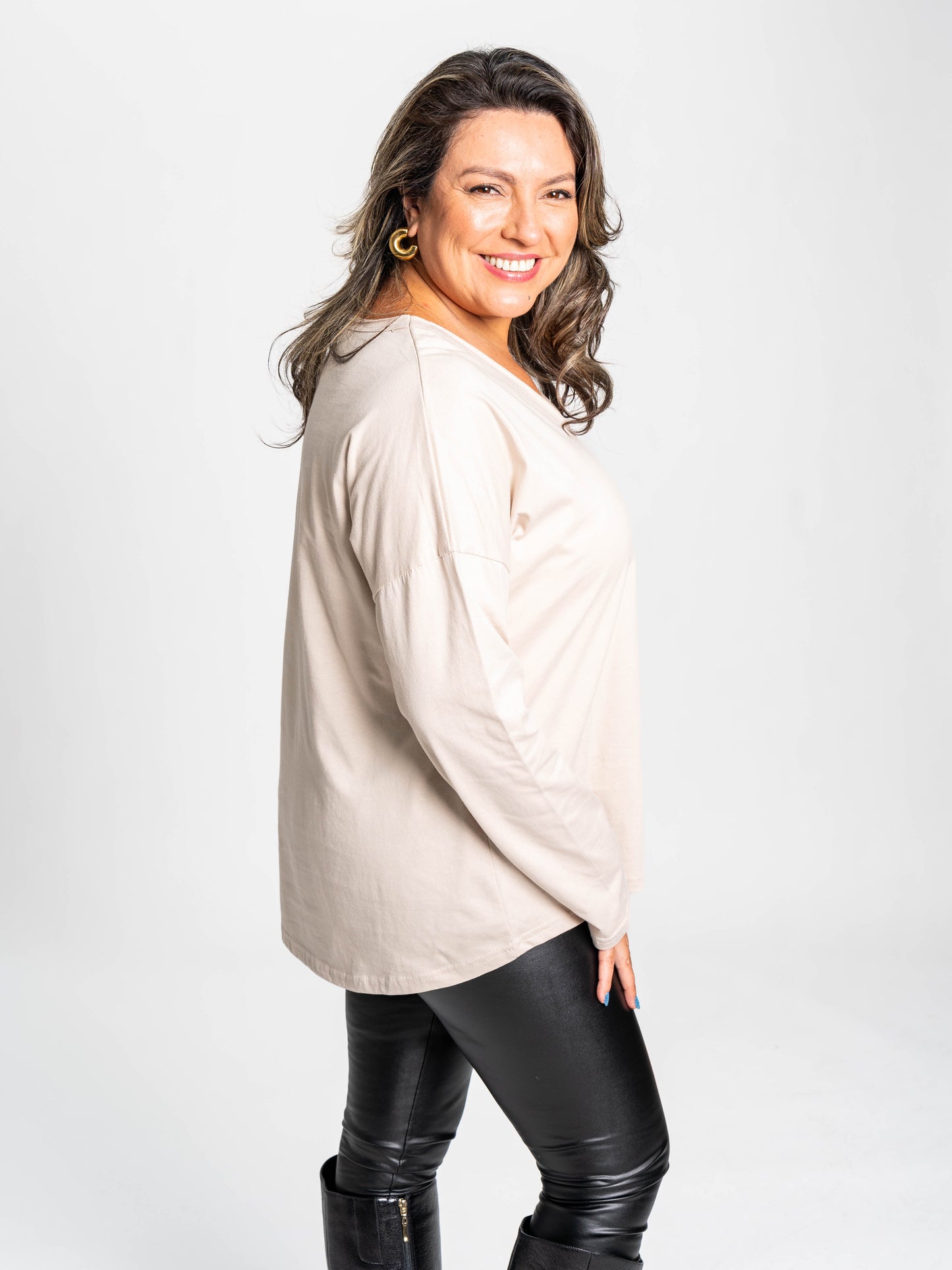 Polera Scape Cuello V Beige