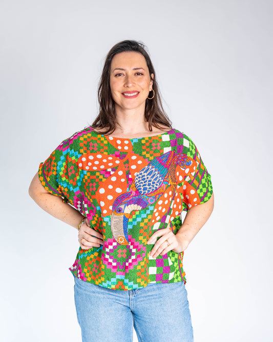 Polera BR Luana Cuadros Verdes