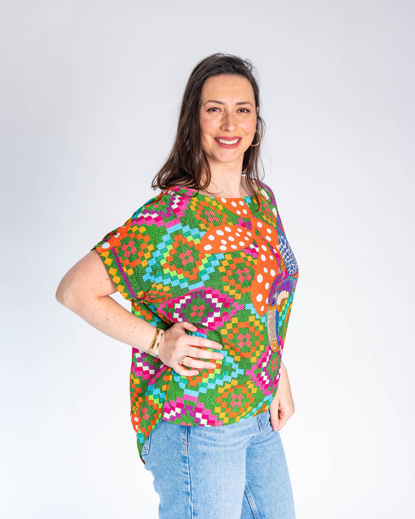Polera BR Luana Cuadros Verdes