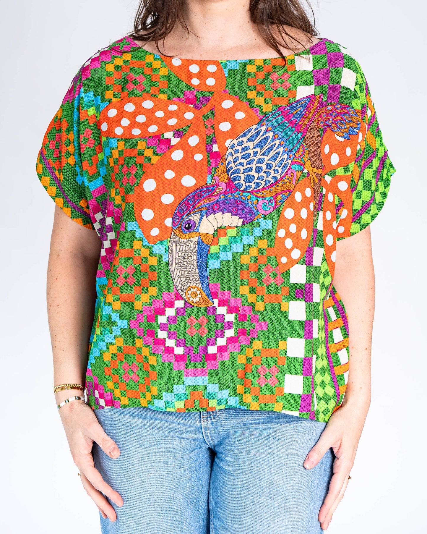 Polera BR Luana Cuadros Verdes