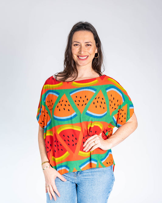 Polera BR Luana Sandia Verde - Naranja