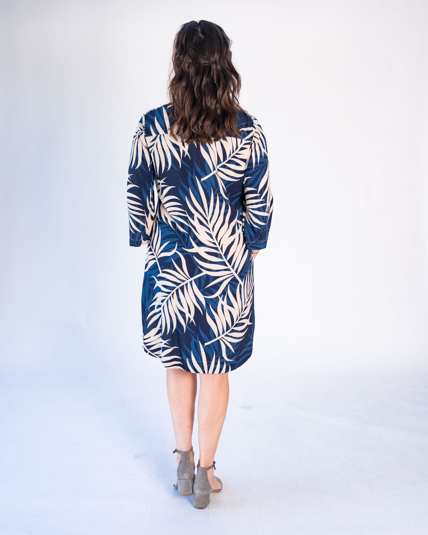 Vestido BR Manga larga Josefina Azul con crema