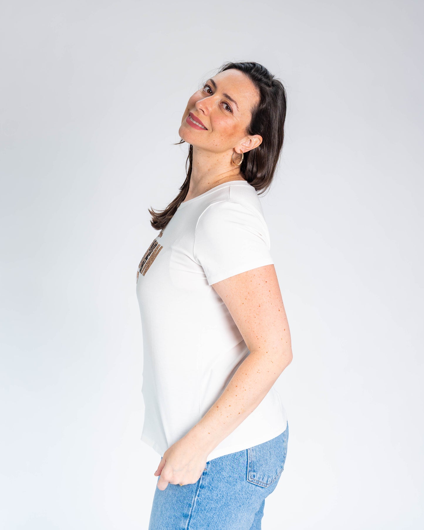 Polera BR Fernanda Modern Print Blanca