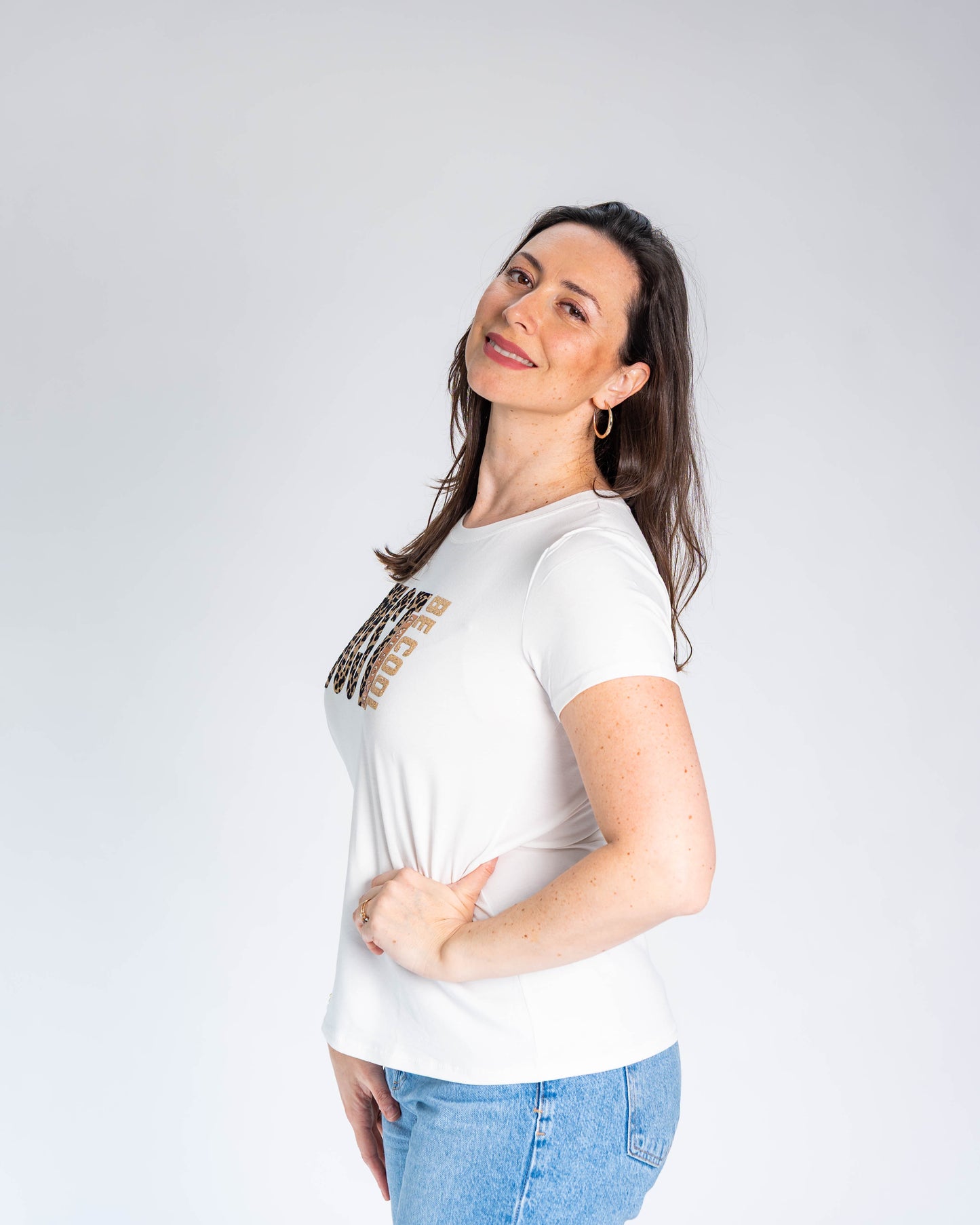 Polera BR Fernanda Just Be Cool Print Blanco