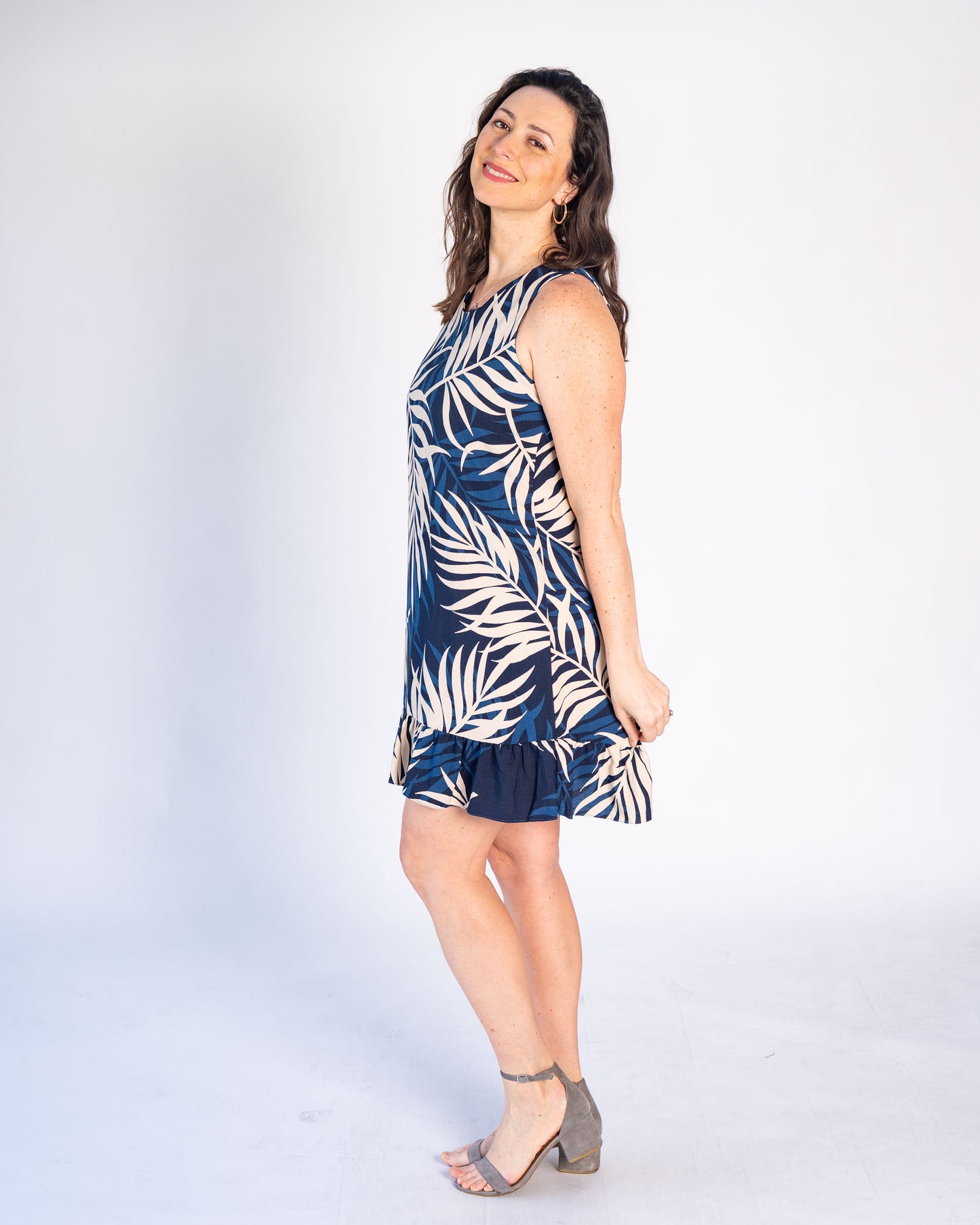 Vestido BR Luciana Azul con Crema