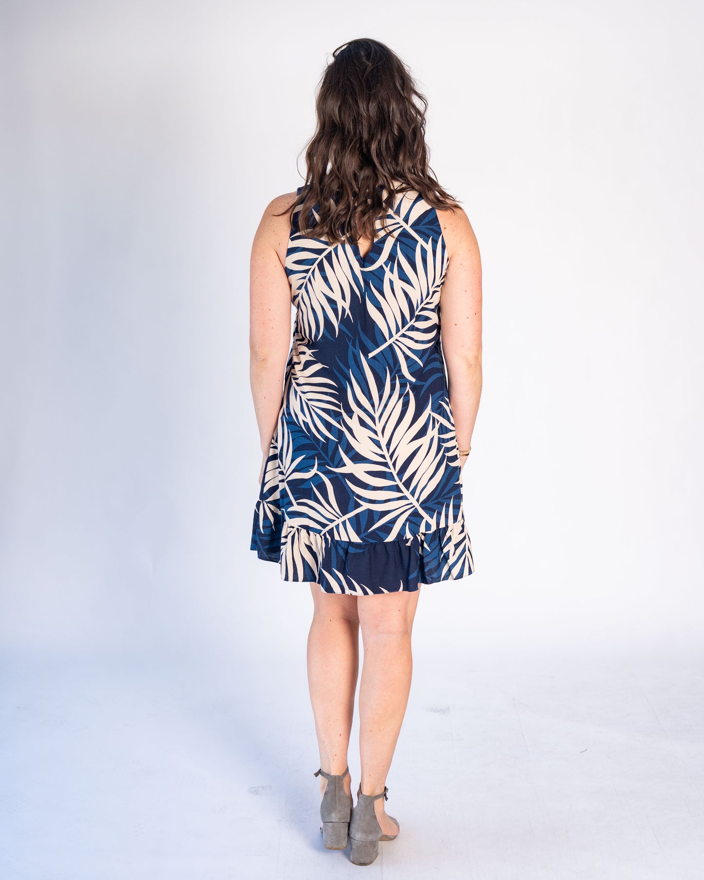 Vestido BR Luciana Azul con Crema