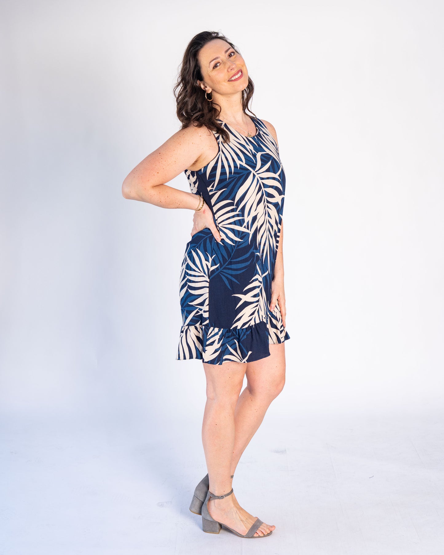 Vestido BR Luciana Azul con Crema