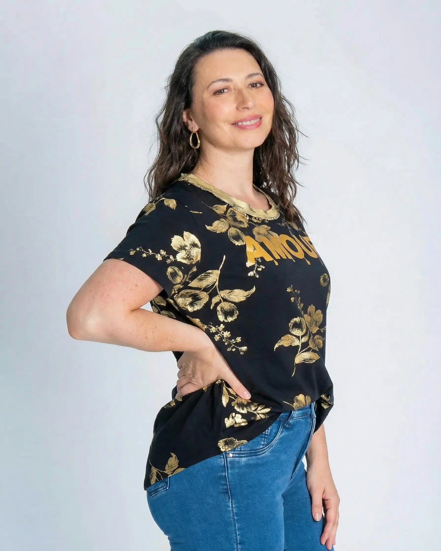 Polera Amour Dorado Negro