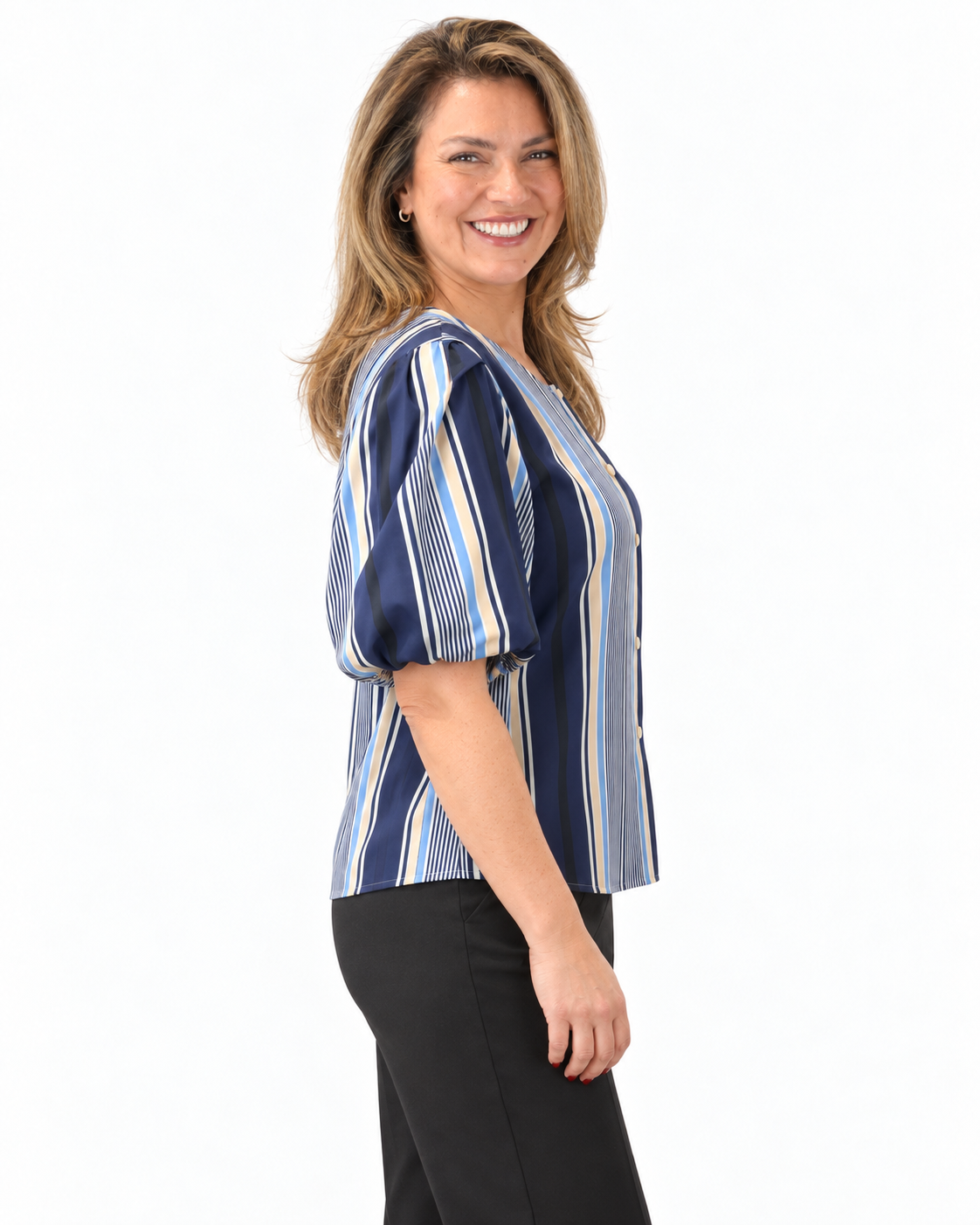 Blusa Miriam Manga Globo Azul