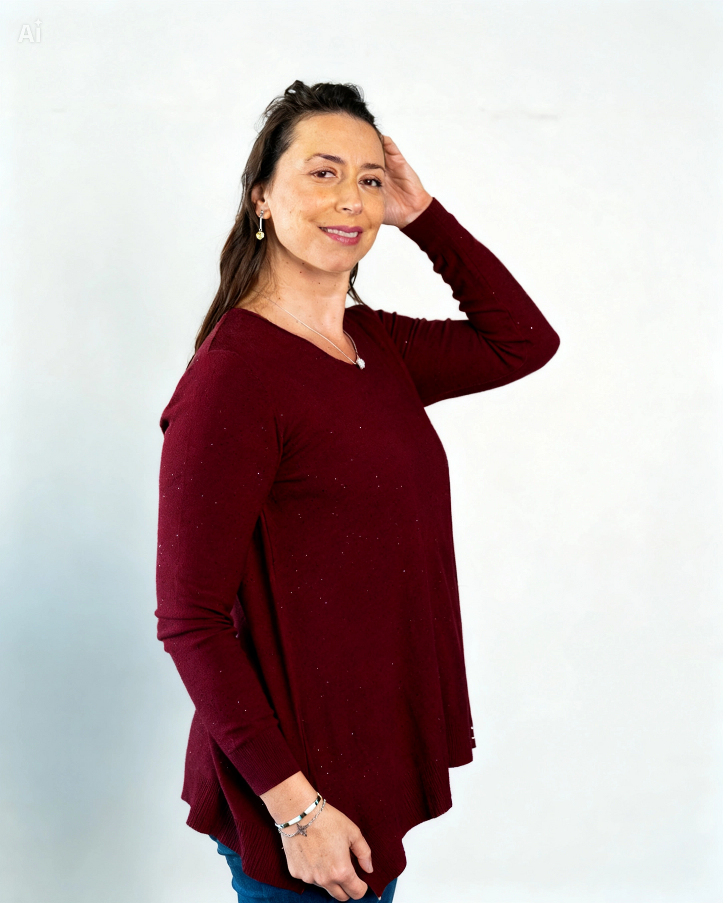 Sweater Básico Shinny Burdeo