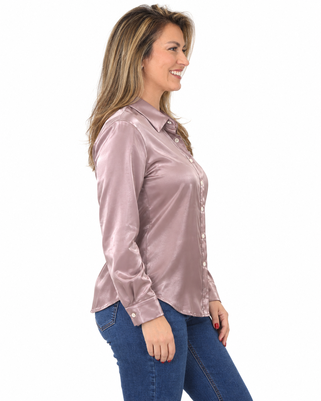 Blusa Satín Maca Rosada