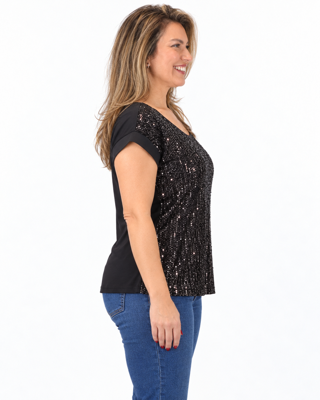 Polera Lentejuelas Marcela Negro