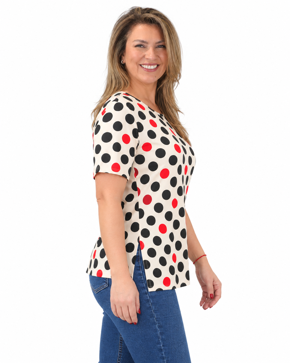 Polera Duo Lunares Beige