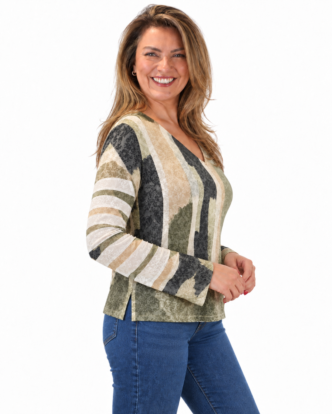 Polera BR Aline Manga Larga Verde Olivo