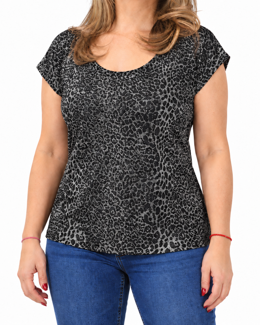 Polera Fiesta Print Lily Plateado