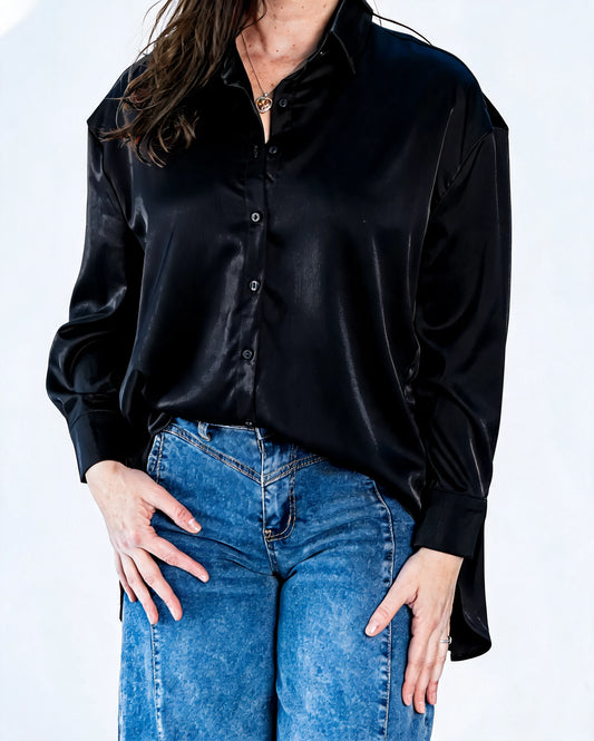 Blusa Satinada Francia Negro