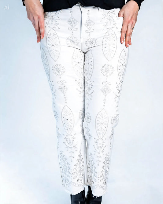 Jeans Esme Bordado Blanco