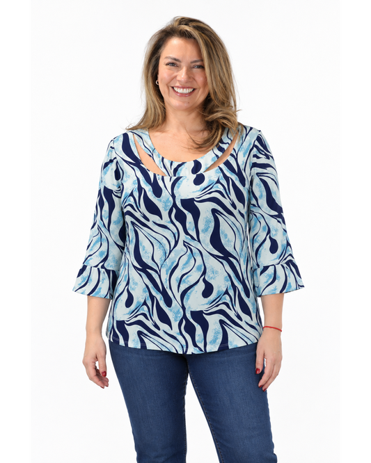 Polera Karin Cebra Celeste