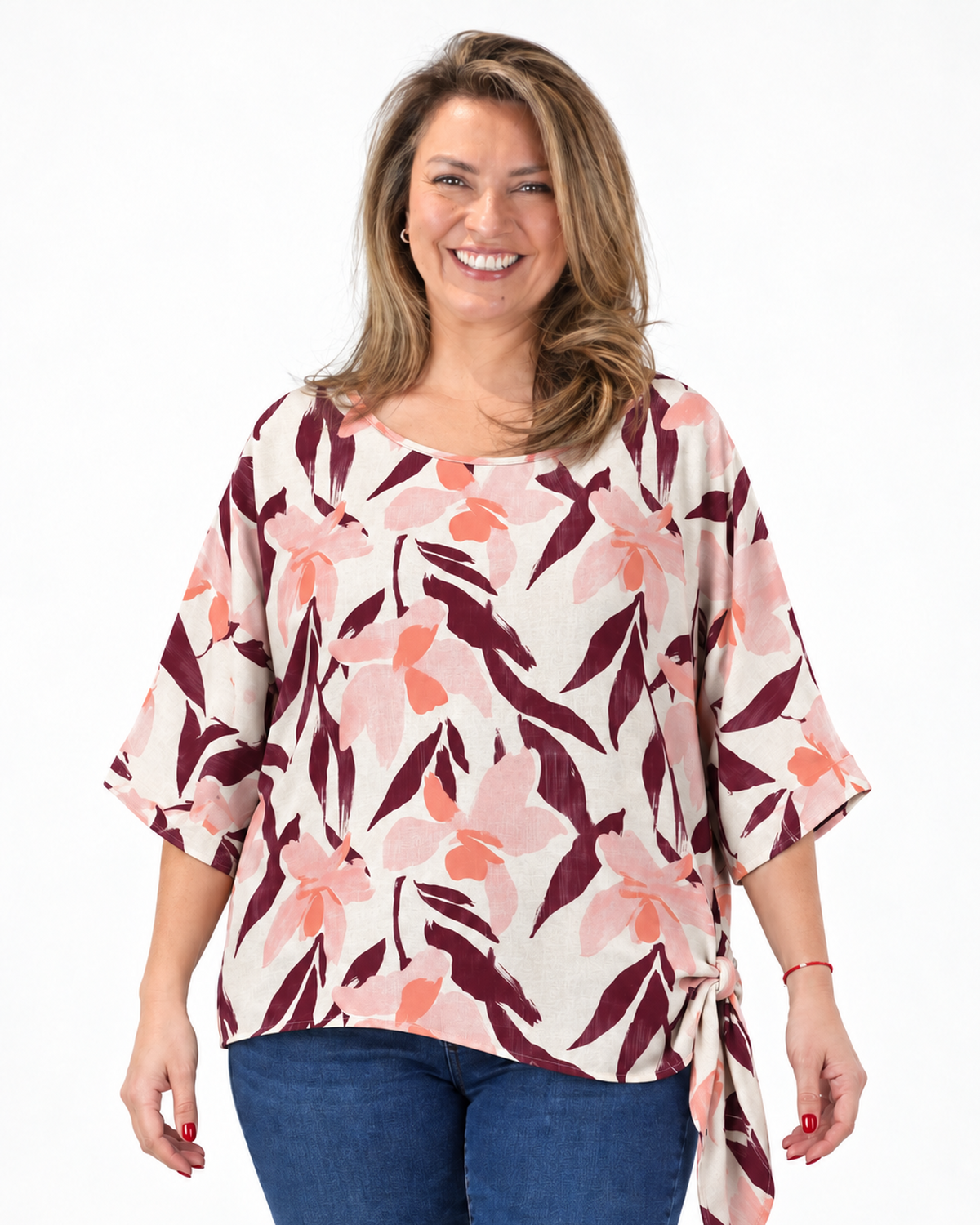 Blusa Flores Loreto Burdeo