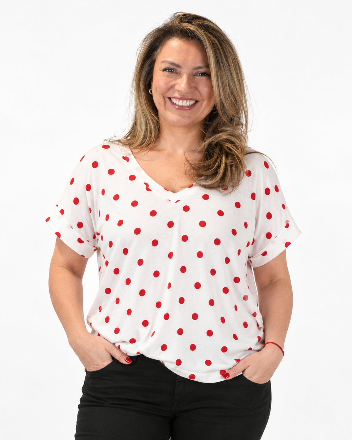 Polera Lunares Rojo
